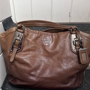 Prada Brown Leather Hobo Bag